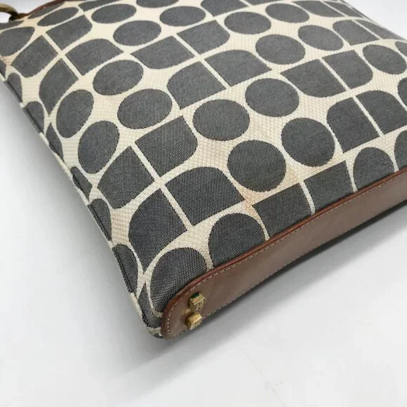 Kate Spade Gray Canvas Vintage Geometric Print Shoulder Bag - Picture 6 of 11